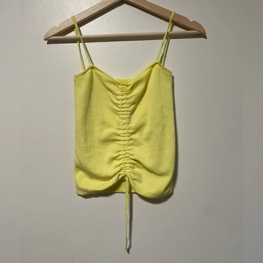 Vibrant Yellow Ruched Drawstring Camisole – Perfect for Summer